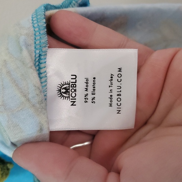 NicoBlu Flora Long Stretch Maxi Dress Size XS Turquoise Hummingbird Print NWOT - Picture 10 of 15